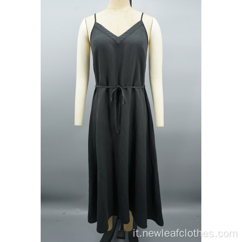 Black Sexy Veste senza manicotto a V-Neck Slip.